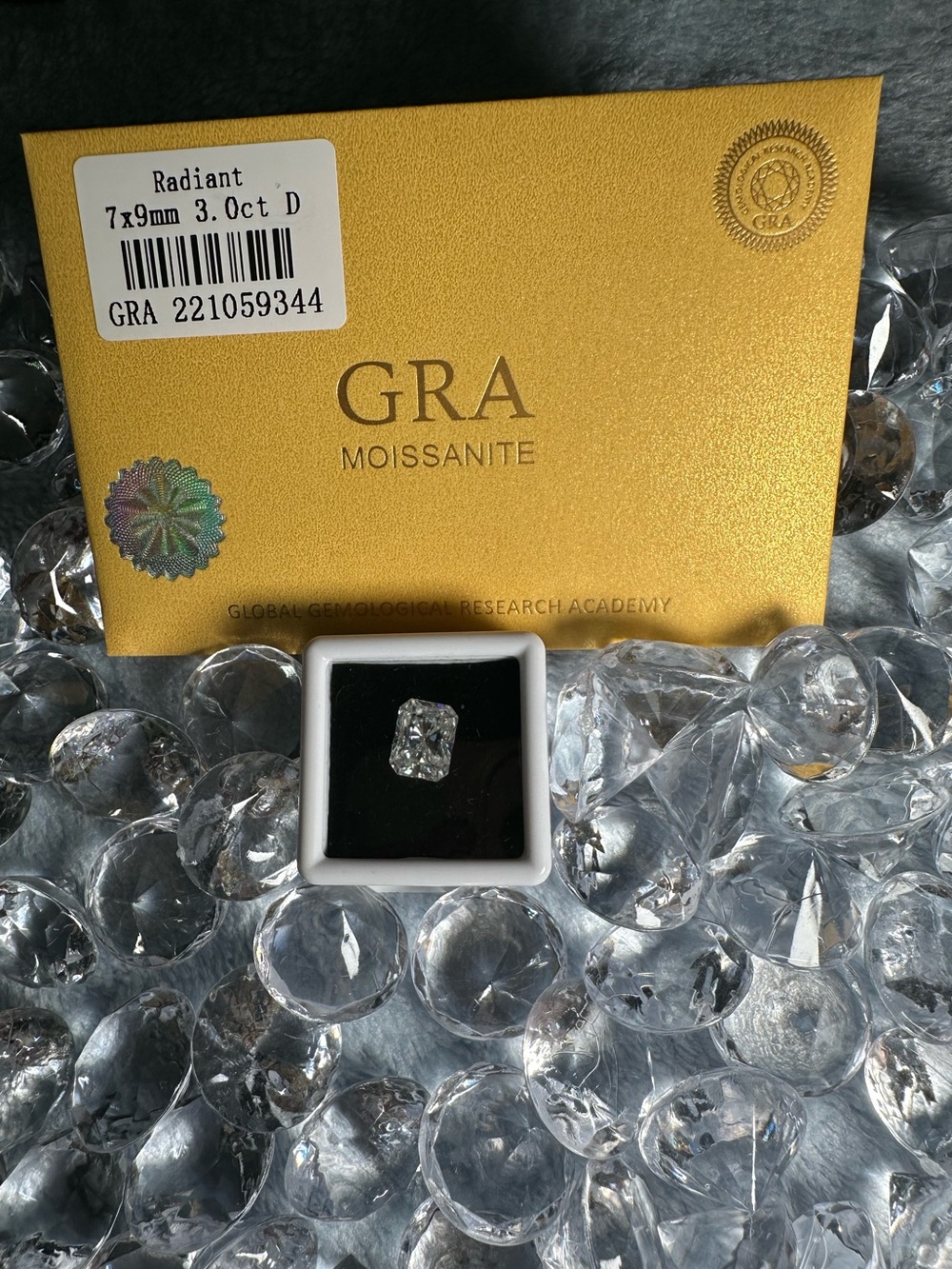 3.0ct GRA Certified Moissanite Radiant Cut